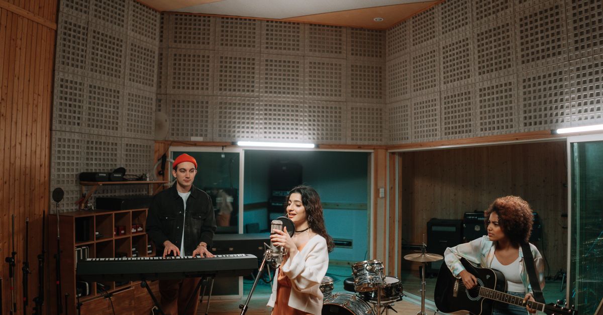 Musician in a recording studio